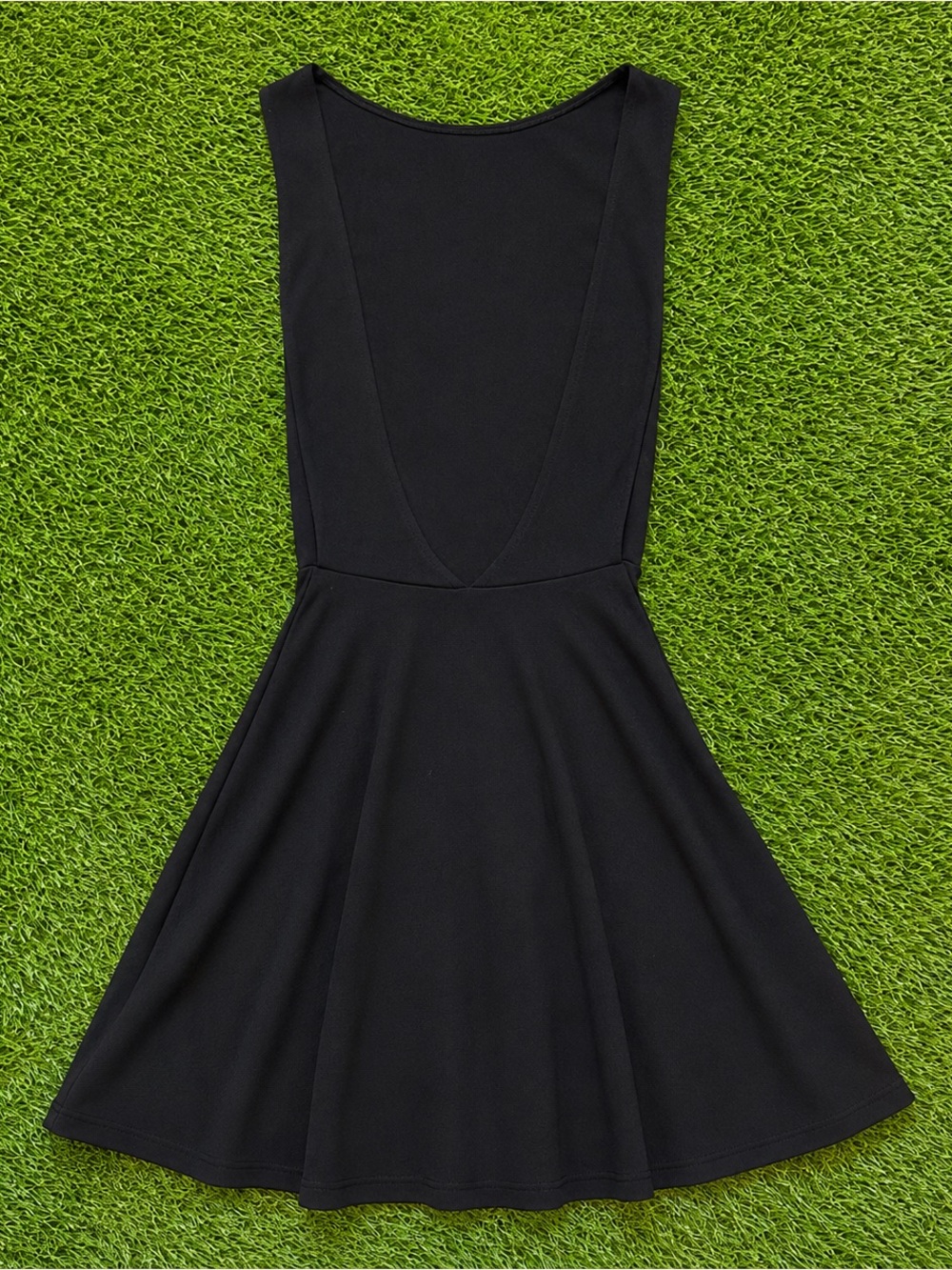 American Apparel Black Deep V Neck Skater Mini Dress Small